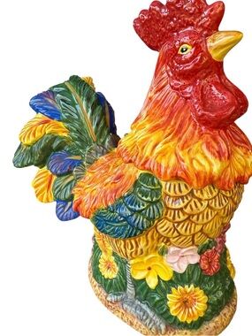 Floral Rooster Cookie Jars 1 of 2